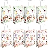 16 Pcs Floral Fairy Favor Bags with Handles Bags Floral Fairy Party Bags Paper Fairy Goodie for Party Decoration Supplies (flower-16, 16)
