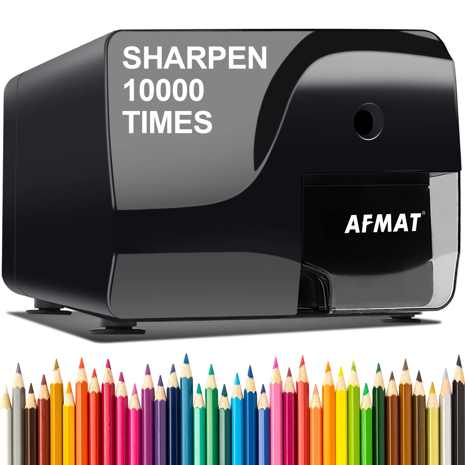 Photo 1 of AFMAT Electric Pencil Sharpener, Heavy Duty Pencil Sharpeners, Colored Pencil Sharpner for 6-8mm Pencils, Fast Sharpen in 3-5s, 3 Sharpness Setting, 10,000+ Sharpenings for School/Classroom/Teachers