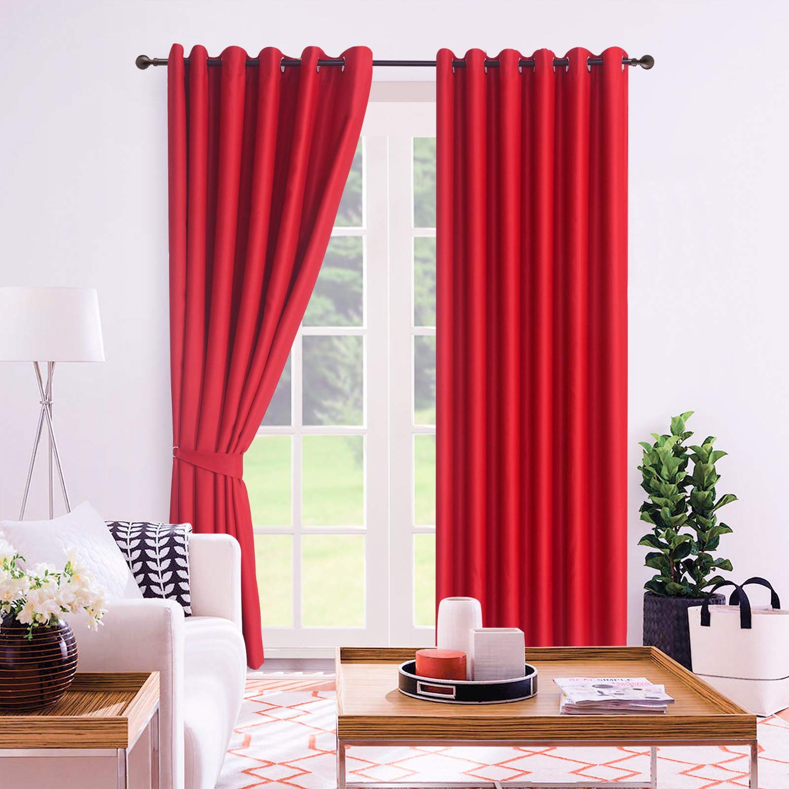 ZIMEL HOMES-Thermal insulated curtains-Soft Thick Decorative panel Blackout Curtains -6 colors and 7 Eyelet Ring Top Pair — image 1