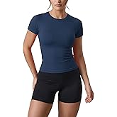 AUROLA Influence Women's Seamless Short Sleeve Slim Fit Workout Top | Fitted T-Shirt, Crew Neck, Waist Compression, Soft Stretch Fabric, Athletic Gym Shirt, Yoga Top, Running Tee, Basic Tee