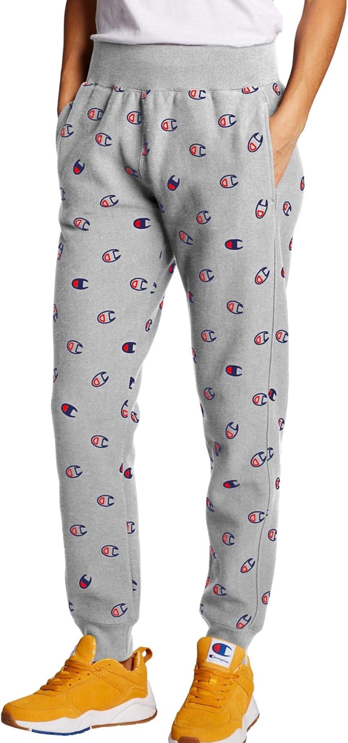 champion reverse weave print black jogger sweatpants