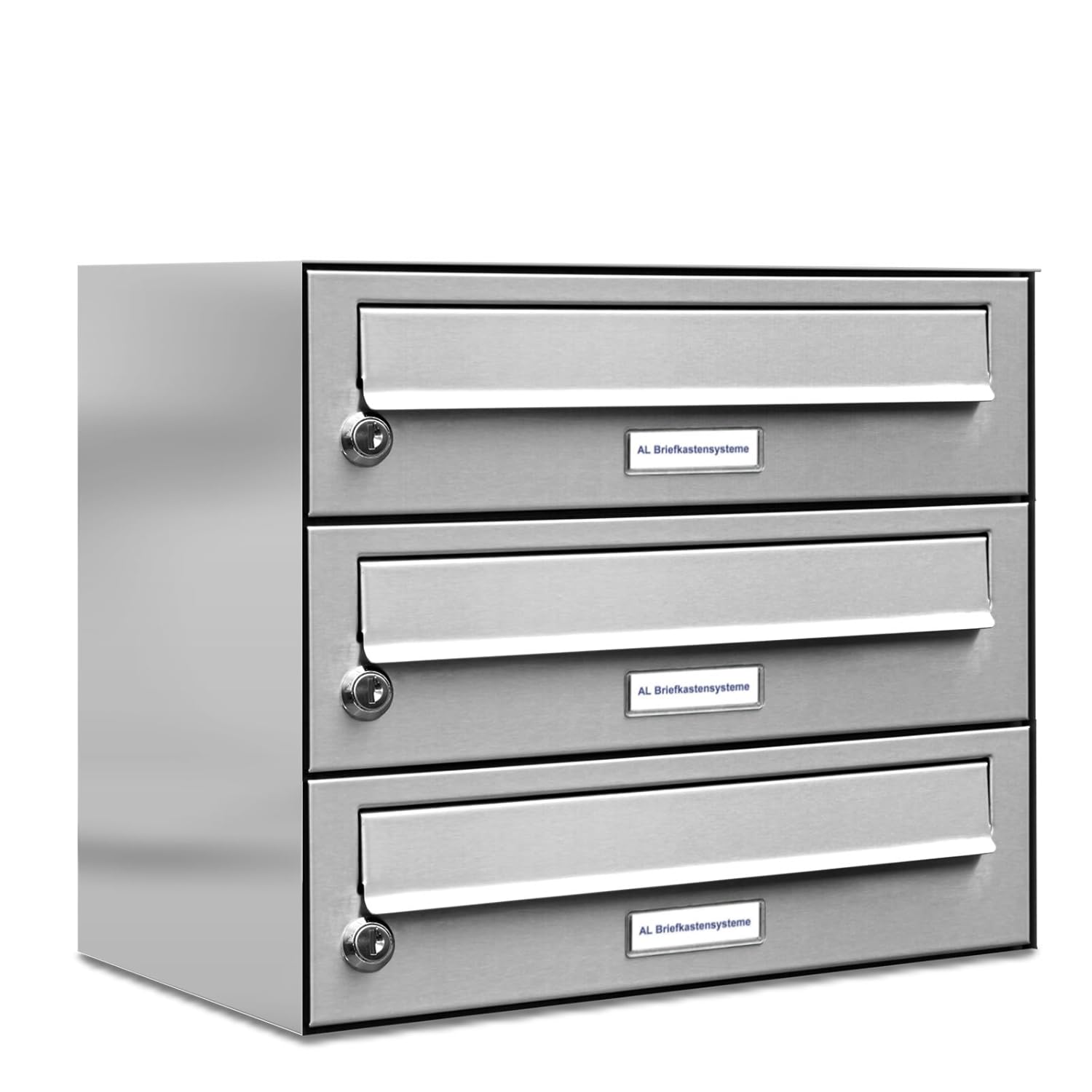 AL Briefkastensysteme 3er Briefkastenanlage Edelstahl, Premium Briefkasten DIN A4, 3 Fach ...