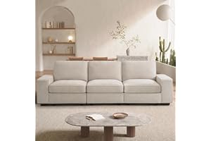 TEKAMON 100" Modular Sofa with Seats Storage, Comfy 3-Seater Chenille Fabric Couch for Living Room, Office, Apart W/Deep Seat, Wide Arms, Side Pockets, USB, Upholstered Couch W/Removable Cover