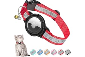 Upgraded Airtag Cat Collar with Reflective Strip, MONBEYEE Integrated Airtag Cat Collar, Reflective GPS Cat Collar with Airtag Holder and Bell, Compatible The Apple Airtag for Boys Girls Cats