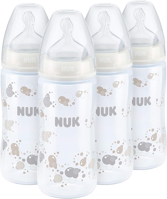 NUK First Choice+ Baby Bottles, AntiColic, 06 Months, Without