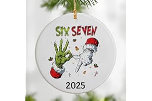 DUJITODOH Six Seven Christmas Ornament 2025 | Funny 67 Meme Ornament | Funny Christmas Ornaments | 67 Gifts | Stocking Stuffers for Teens