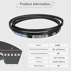uxcell 2Pcs AX83 EPDM V-Belt, Raw Edge Cogged