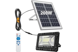 TFKK 200W Solar Street Light Waterproof, 16ft Wire 20000LM LED Security Flood Lights Outdoor, Automatic Dusk to Dawn Solar Lights Outdoor for Outside Garden Yard Path Parking Lot