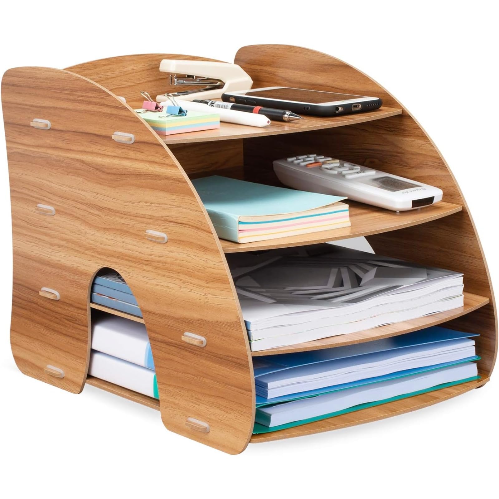 Wooden Office Desk Tidy Stationery A4 File Document Tray Rack Sorter Holder Organiser