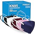 Funight KN95 Face Mask 5-Ply Breathable Filter Efficiency≥95% Protective Cup Dust Disposable Masks Against PM2.5 Multicolor 50 Pack