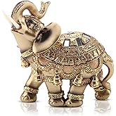 Frdhee Elephant Figurine, Lucky Elephant Statue Feng Shui Sculpture Wealth Figurine Small Resin Home Decoration for Shelf Shelves Table (L)