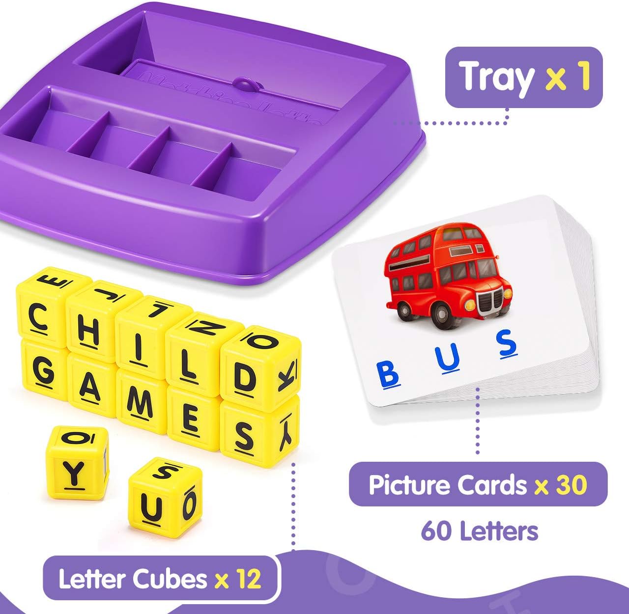 Educational Games for Kids Ages 3-8, Matching Letter Game for Kids Toys for 3-8 Year Olds Boys Girls Birthday Gifts for 3-8 Year Olds Girls Boys Preschool Kindergarten Educational Spelling Toys Purple: Toys & Games