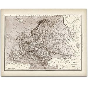 1901 Map of Europe - 11x14 Unframed Art Print - Great Vintage Home Decor Under $15