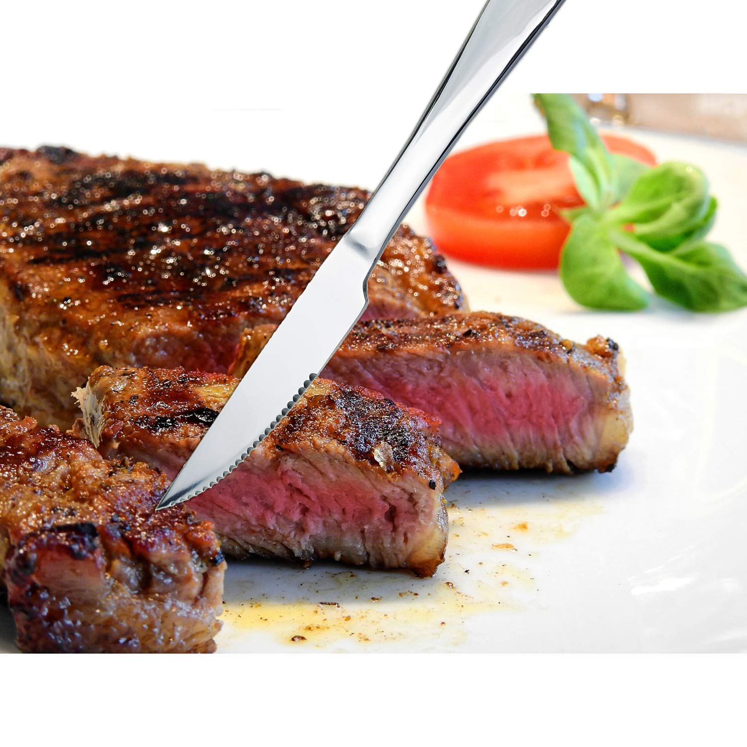 TaNaT Steak Knives Tableware Dinner Knife Set of 12 Serrated Stainless Steel Heavy-Duty 9 Inch Flatware Set