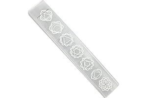 Amazing Gemstone Selenite Crystal Charging Plate for Crystals and Healing Stones, 7.5" Selenite Crystal Plate Engraved Chakra Coaster for Home, Office Table Decor (Selenite Rectangle Stick)