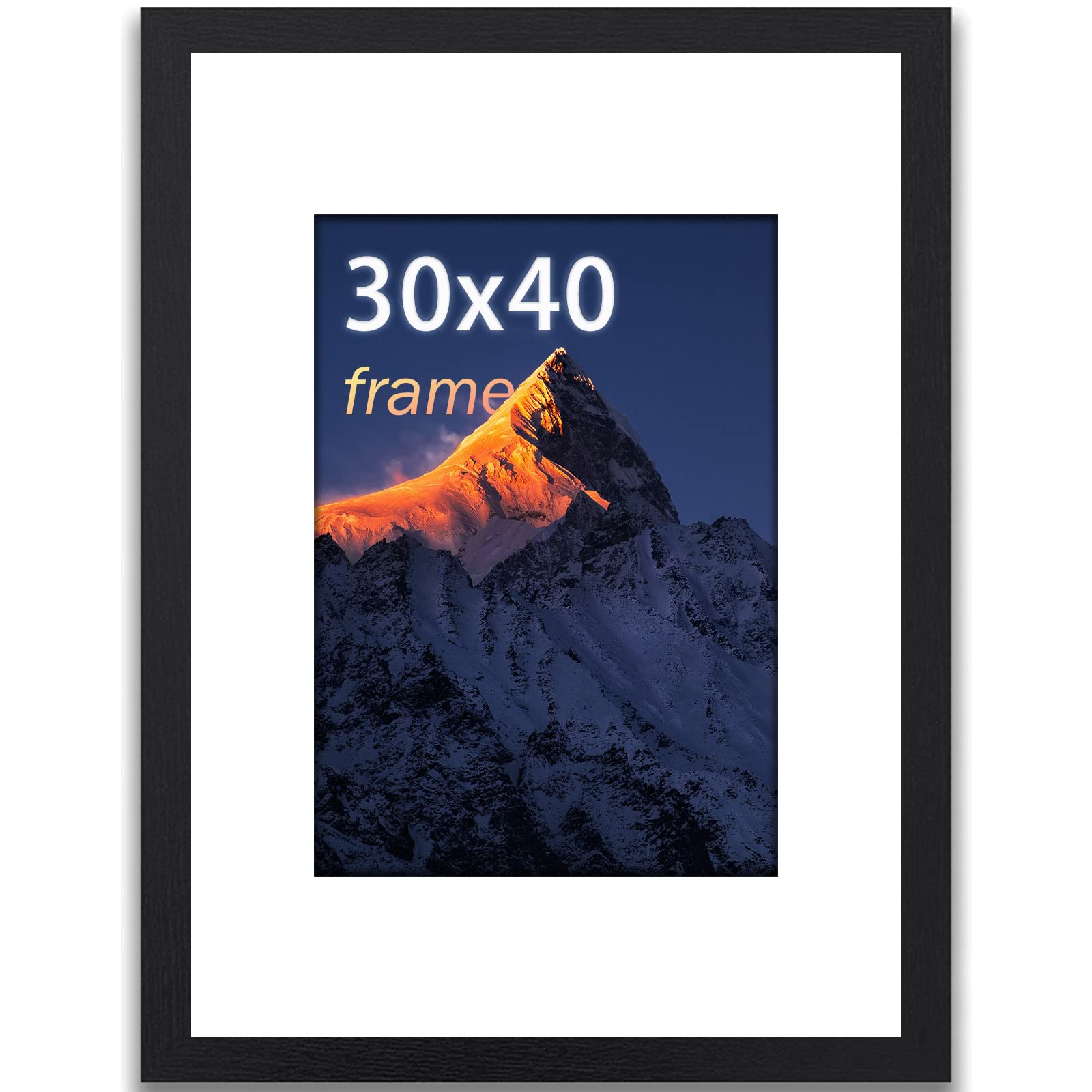 wyewye 30x40 Picture Frame, 30 x 40cm Wooden Photo Frame, Picture Frames 30cm x 40cm, with Plexiglass and Mount, Picture Frames for Only Wall Mount, Solid Wood, Black, Pack of 1 — image 1