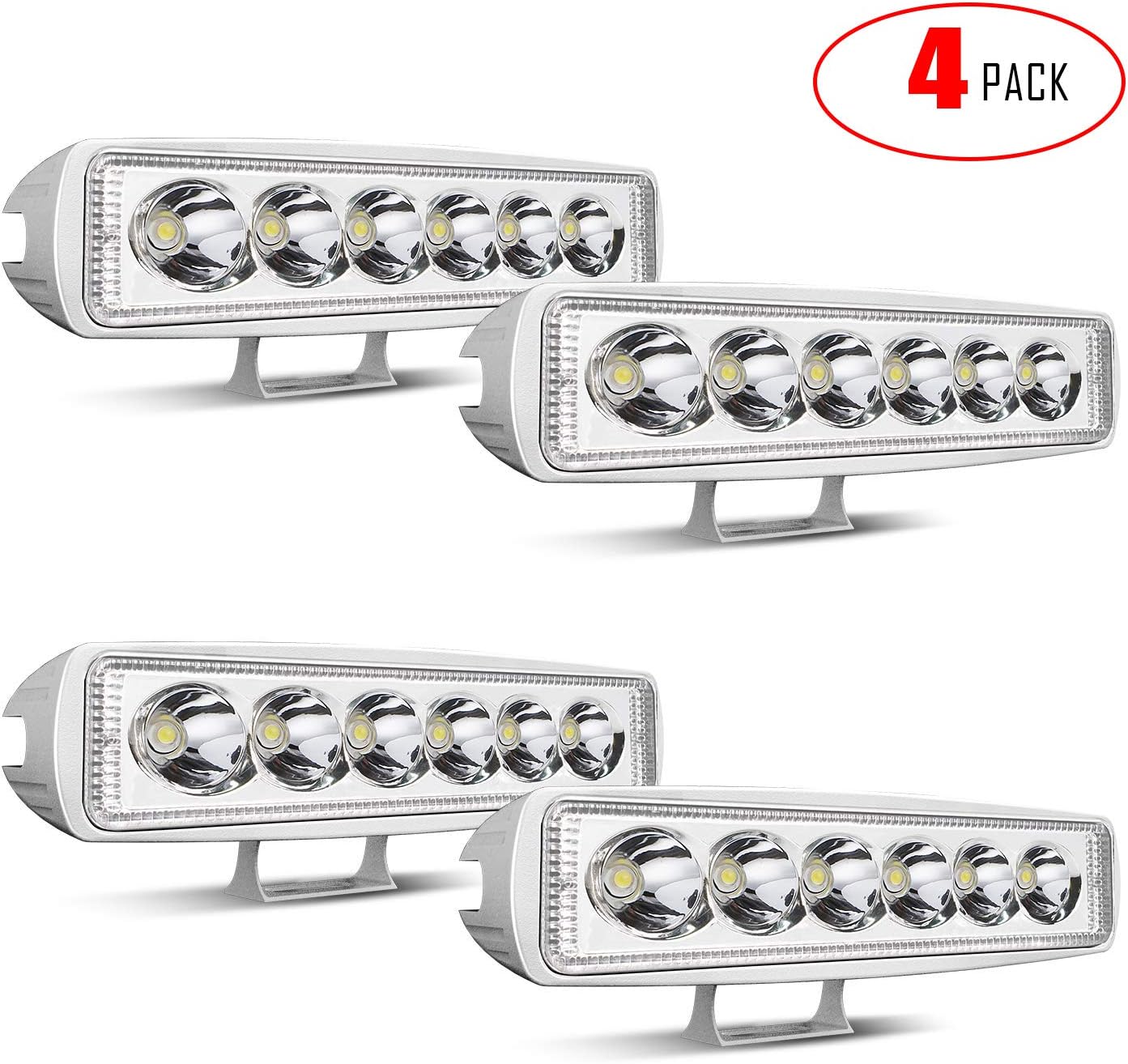 LED Light Bar Turbo SII 6 Inch Spot Beam LED Work Light LED Lights Led Bar Driving Fog Lights Led Pods Fit Trucks ATV Off Road Lights Boat Lighting Led Backup Light (4Pcs, White): Automotive