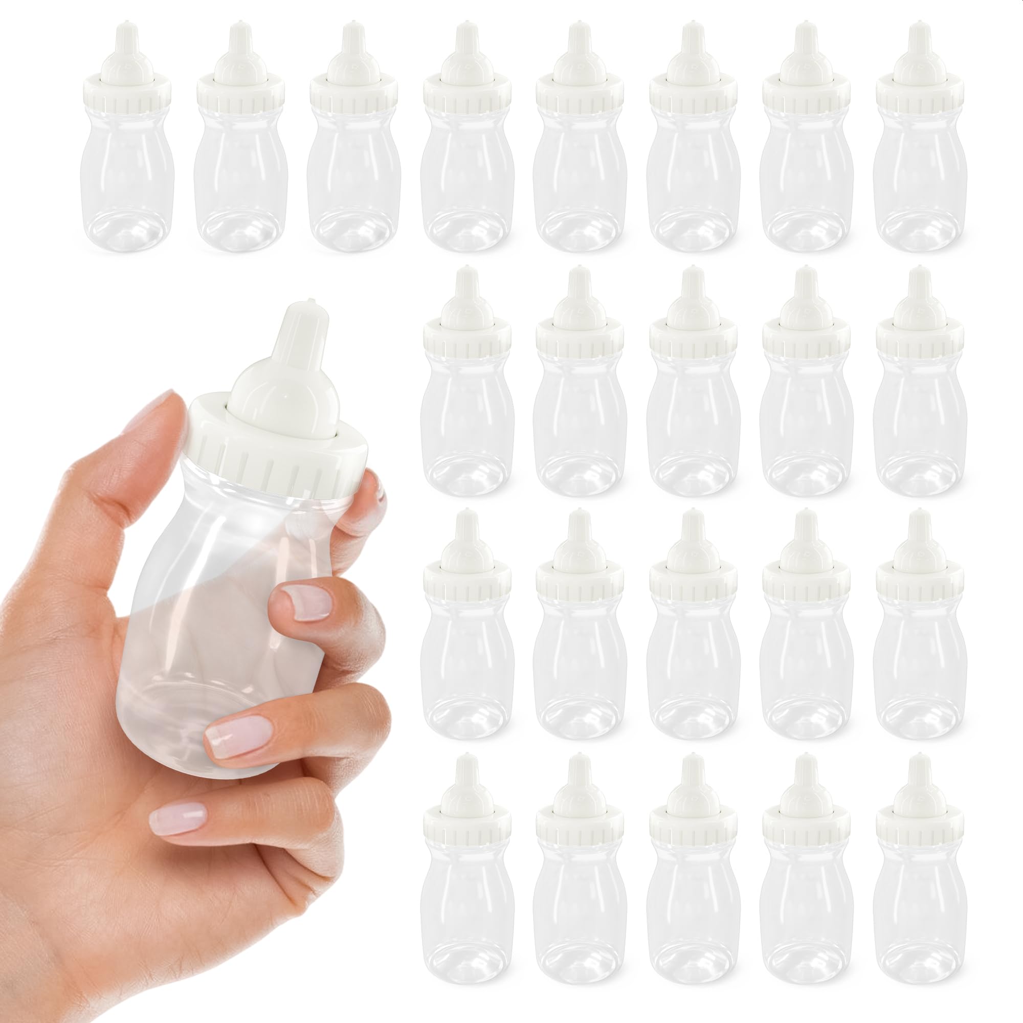 Photo 1 of Baby Bottles for Baby Shower Game - 24Pcs Plastic Baby Bottles for Baby Shower Decorations Mini Baby Bottles for Baby Shower Decor - 3.94 inch Baby Bottle for Baby Shower Game Small Baby Bottles