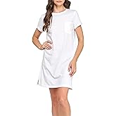 GREEN VOYAGE Women's GOTS Certified 100% Organic Cotton Slub Pocket Loose Fit T Shirt Dress