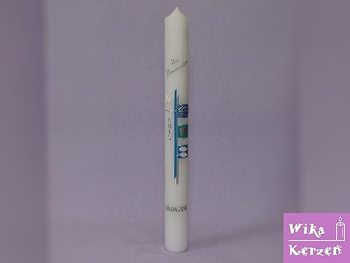 Kommunionkerzen Konfirmationskerze Kerze zur Kommunion Taufkerzen Mädchen Junge 400x40mm inkl. Beschriftung alle Motive Handg