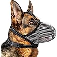 Dog Muzzle,Mesh Soft Muzzle for Small Medium Large Sized Dogs, Breathable Reflective Adjustable Puppy Muzzles with Collar for Scavenging Grooming Biting Chewing,Allows Panting and Drinking(Grey XXL)