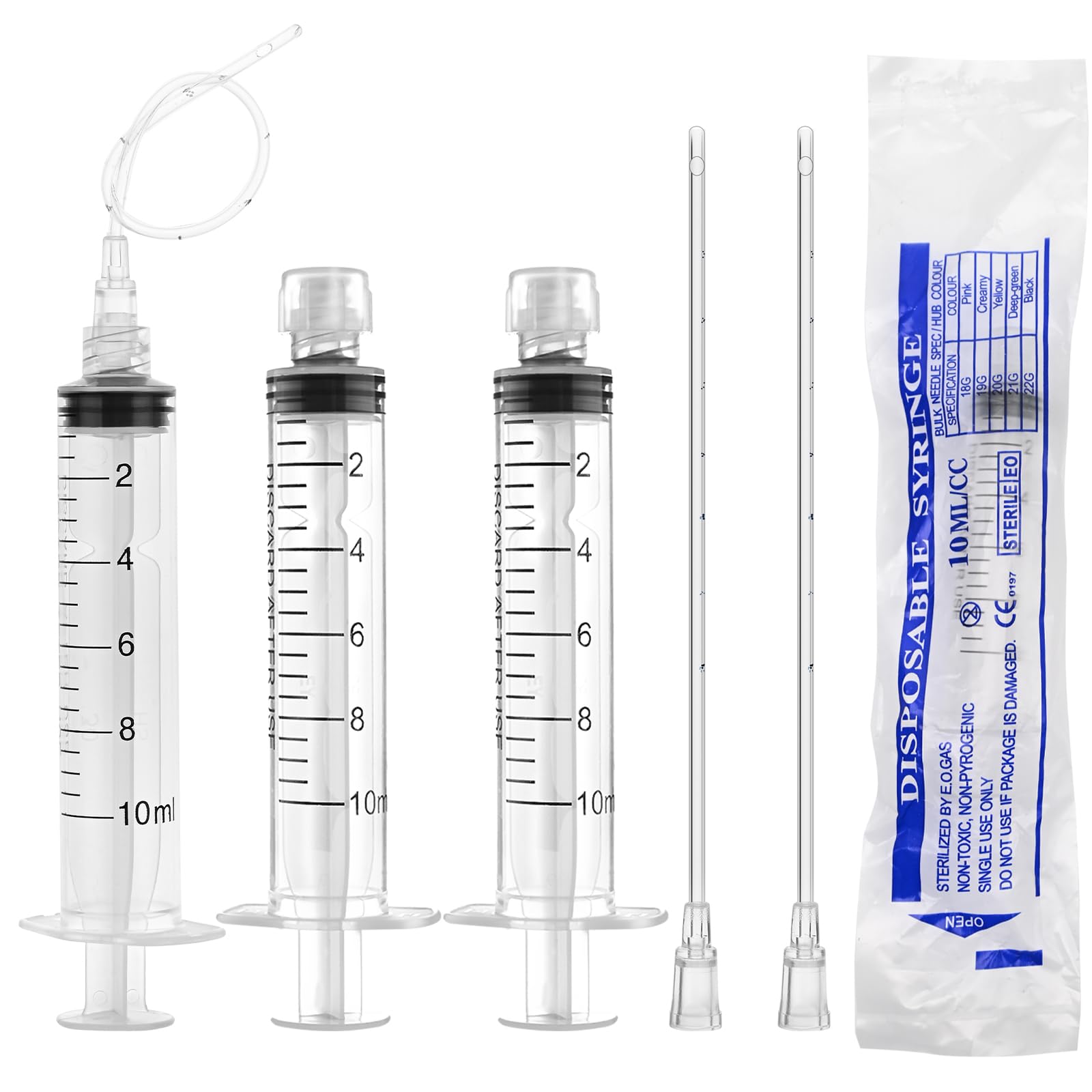 Photo 1 of 10 Pack 10ml Luer Lock Syringe - Syringes for Liquid with Soft Tube - Individually Pcakaged?Scientific Labs and Measuring, Refilling Inks
