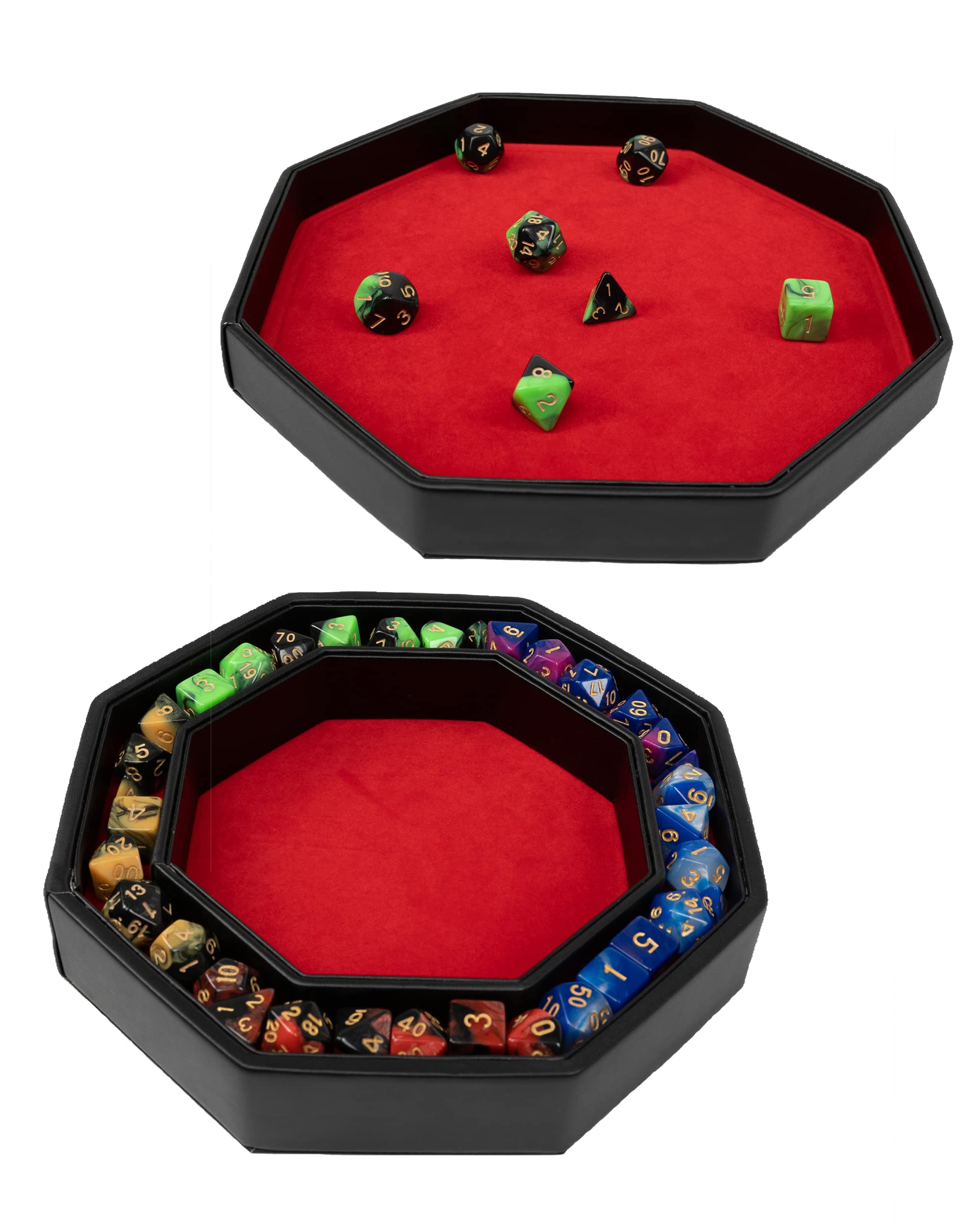 rollet Leather dice board with lid including 5 polyhedral dice sets RPG DND