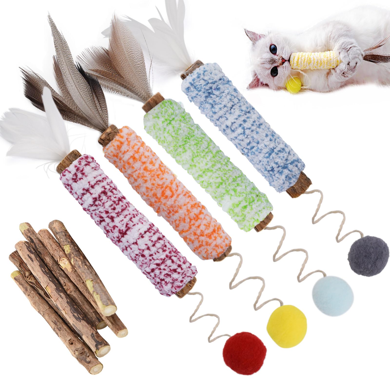 PetGens Silvervine Chew Sticks, Kitten Teething Toys for Indoor Cat Chew Toy Natural Matatabi Catnip Sticks Cat Teeth Cleaning and Stress Release