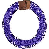 Coiris Beaded Strand Necklace for Women Boho Chunky Beaded Strand Necklace Bohemian Summer Beach Necklace Jewelry for Women(N0059-Blue)