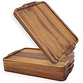 Serving Platters Wooden Charcuterie Boards for Party Food Dish Rectangle Acacia Wood Trays Home Decor Cheese Board Snack Appetizer Plates Rectangular Kitchen Dinner Platter Cookie Dessert Tray (4)