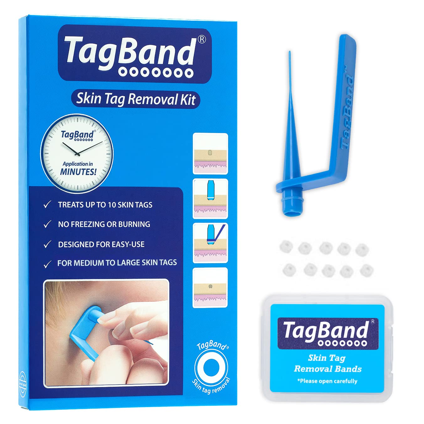 Original Tagband Skin Tag Remover, Large Removal Kit, Skintags (4mm-6mm) on Face & Body, Device Includes 10X Bands, Home Application in Minutes