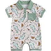 Sasaerucure Newborn Infant Baby Boy Fishing Outfit First Birthday Clothes Summer Short Sleeve Romper Jumpsuit