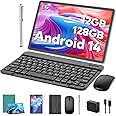 Android Tablet, 11 inch Android 14 Tablet with Keyboard, 12GB+128GB, 1TB Expand, 8000mAh, 5MP+13MP, 2.4G&5G WiFi, IPS Touch Screen, GMS Certified, 2 in 1 Tablets with Case, Mouse, Stylus(Green)