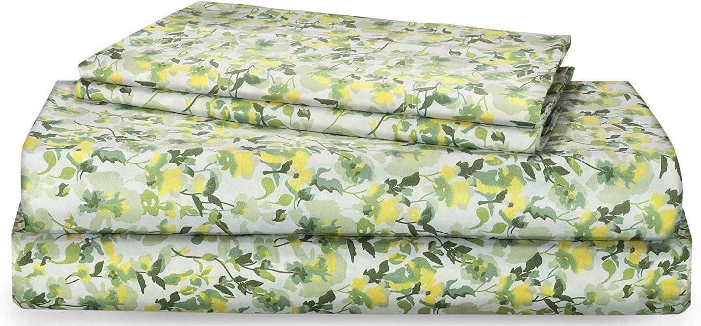 RENAURAA 100% Cotton Sheet Set - 4 Piece Set, Soft & Smooth Percale Weave, 16" DEEP Pocket, Luxury Hotel Bedding, Oeko-TEX Certified (Peached Tiny Floral, King)