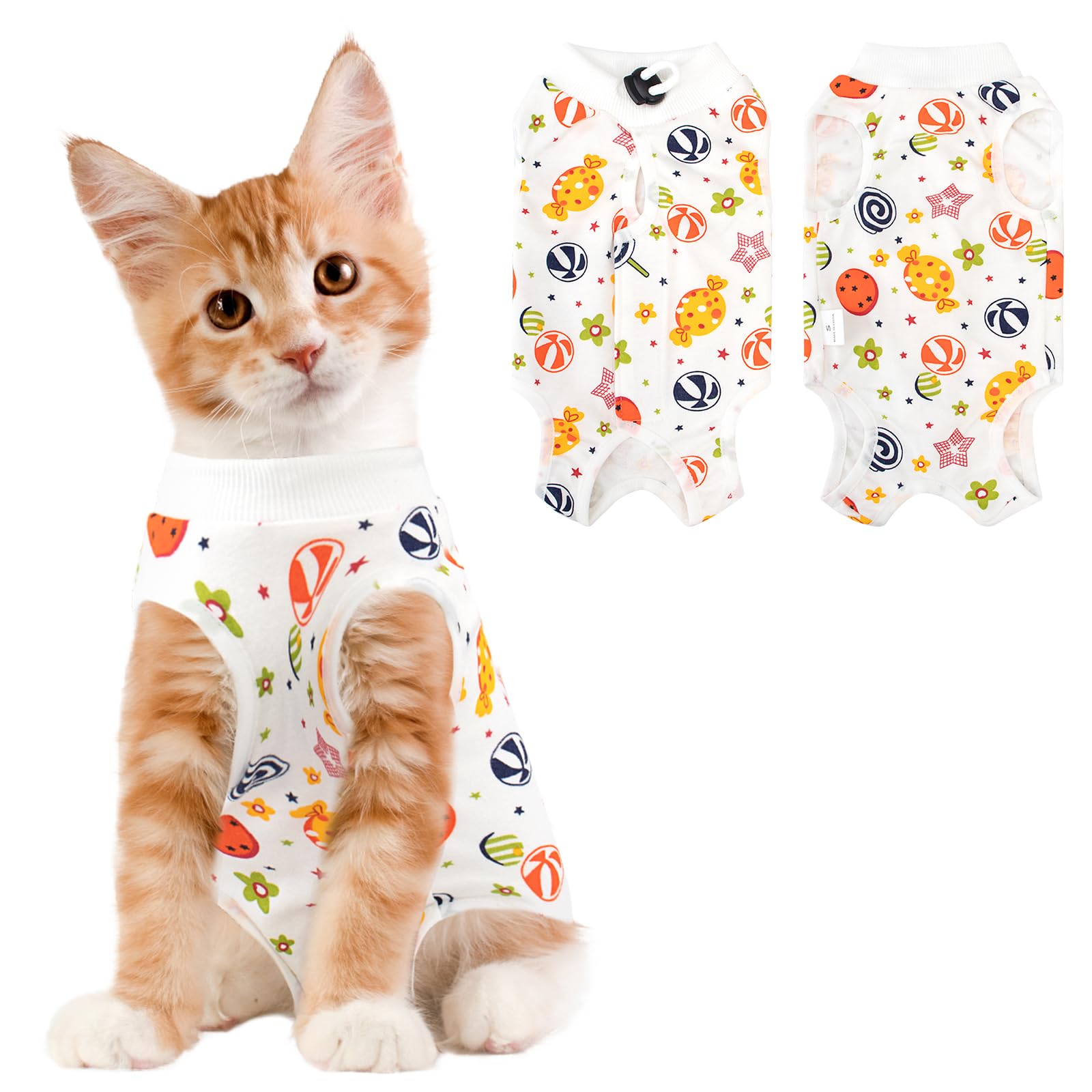 Photo 1 of Cat Recovery Suit Female, Breathable Cat Onesie After Surgery Female for Abdominal Wounds or Skin Diseases, Surgery Recovery Suit Kitten Onesie After Spay Wear Anti Licking - S