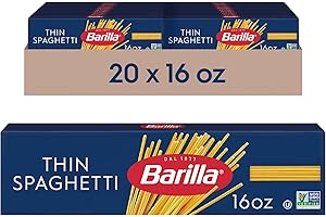 Barilla Thin Spaghetti Pasta, 16 oz. Box (Pack of 20) - Non-GMO, Made with Durum Wheat Semolina - Kosher Certified
