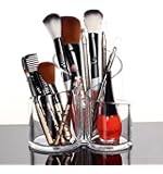 PuTwo Acrylic Makeup Brush Holder Desk Organizer Cosmetics Organizer Lipstick Organizer, Round, 370 Gram