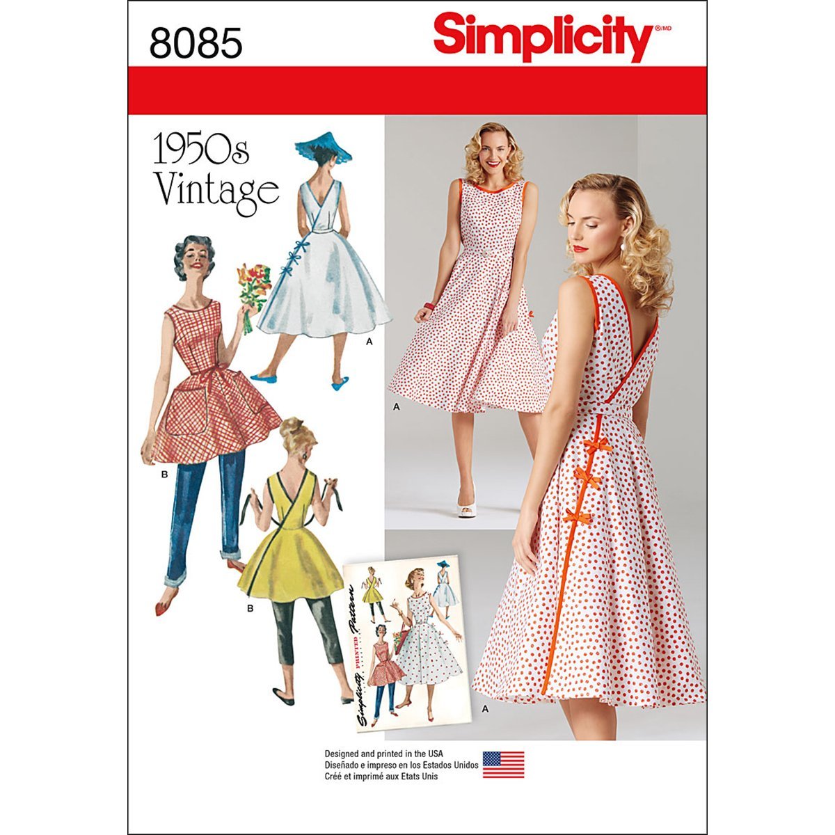 Simplicity Misses Vintage 1950's Wrap Dress in Two Lengths Sewing Pattern, Paper
