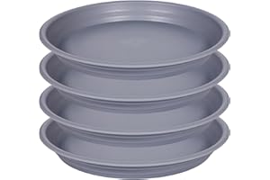 SAUCERHOME Plant Saucer Pot Tray 14 inch, 4 Packs Plastic Flower Planter Saucers and Drip Trays for Indoors Outdoors, Heavy Sturdy Durable Plant Plate Water Catcher (Gray)