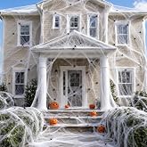 Land Guard 1500 sqft Spider Web, Bonus with 75 Artificial Spiders, Fabric Spider Webbing, Cobweb Halloween Decor for Indoor and Outdoor Party Supplies