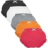 5 Pack Ruffle Diaper Cover - Baby Bloomers, Cute Cotton Baby Girl Shorts,Briefs- Panties for Toddler Girls