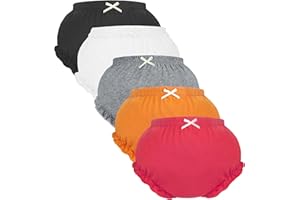 Poocen 5 Pack Ruffle Diaper Cover - Baby Bloomers, Cute Cotton Baby Girl Shorts,Briefs- Panties for Toddler Girls