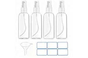 DTDNZKN 4 Pack 3.4 Oz (100ml) TSA Approved Travel Bottles, Travel Size Containers Spray Bottles with Labels - Fine Mist, Refi