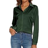 Miqieer Women's Silk Blouse Long Sleeve Lady Shirt Casual Office Work Blouse Shirt Tops