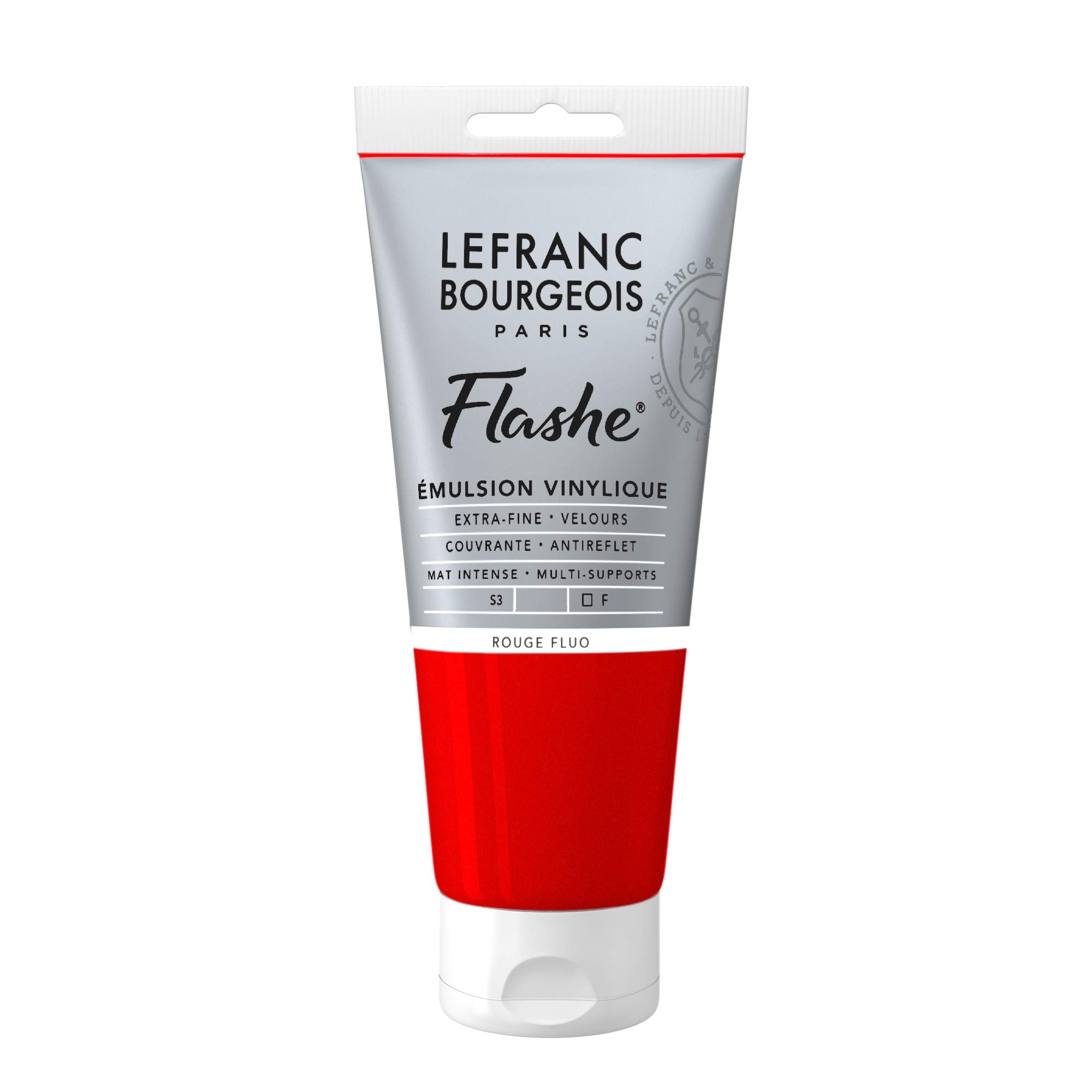 Lefranc Bourgeois Acrylic Vinyl Emulsion, Fluorescent Red, 80ml Tube-Vinylfarbe