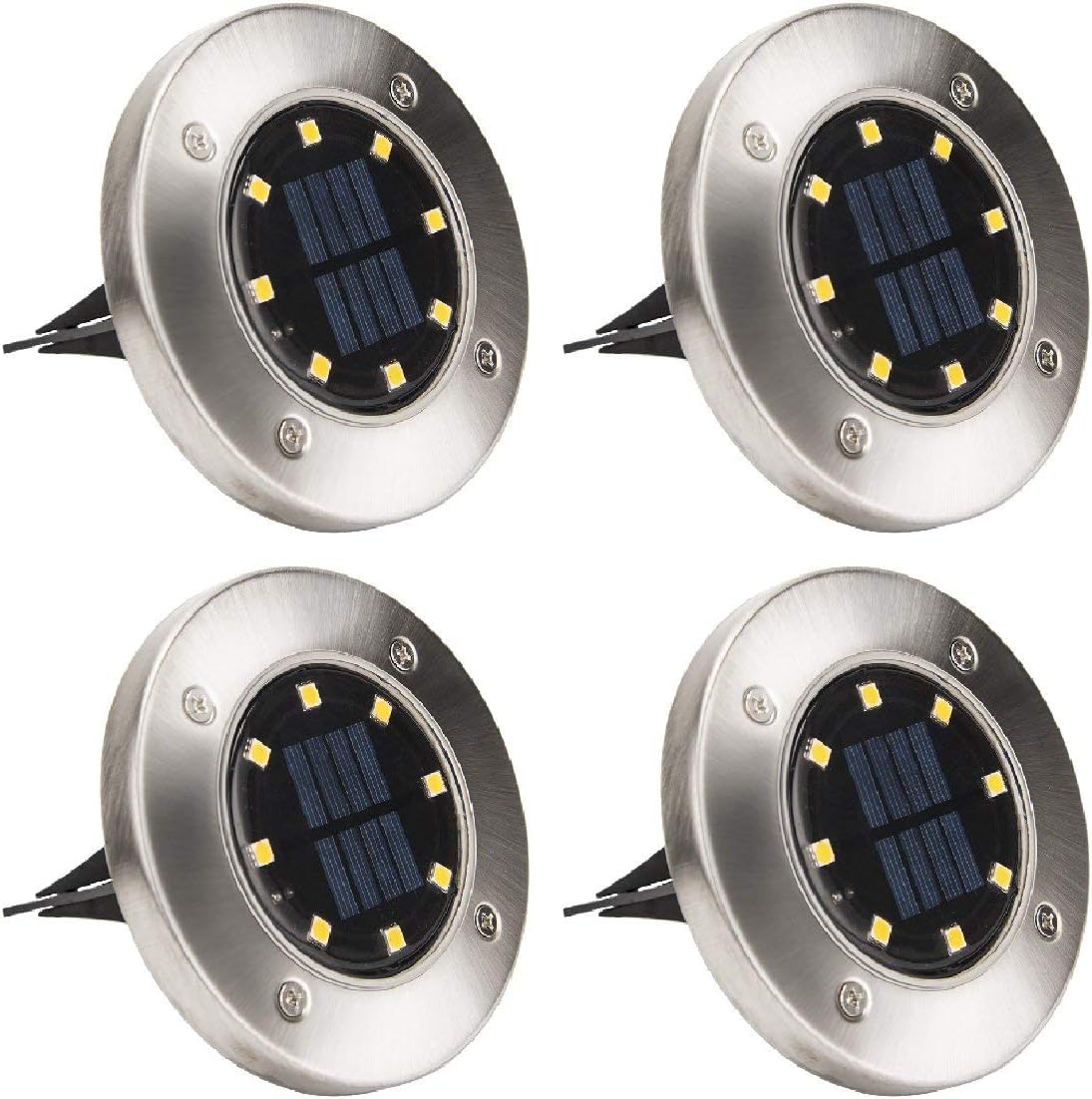 Solpex Solar Powered Disk Lights, 8LED Solar Pathway Lights