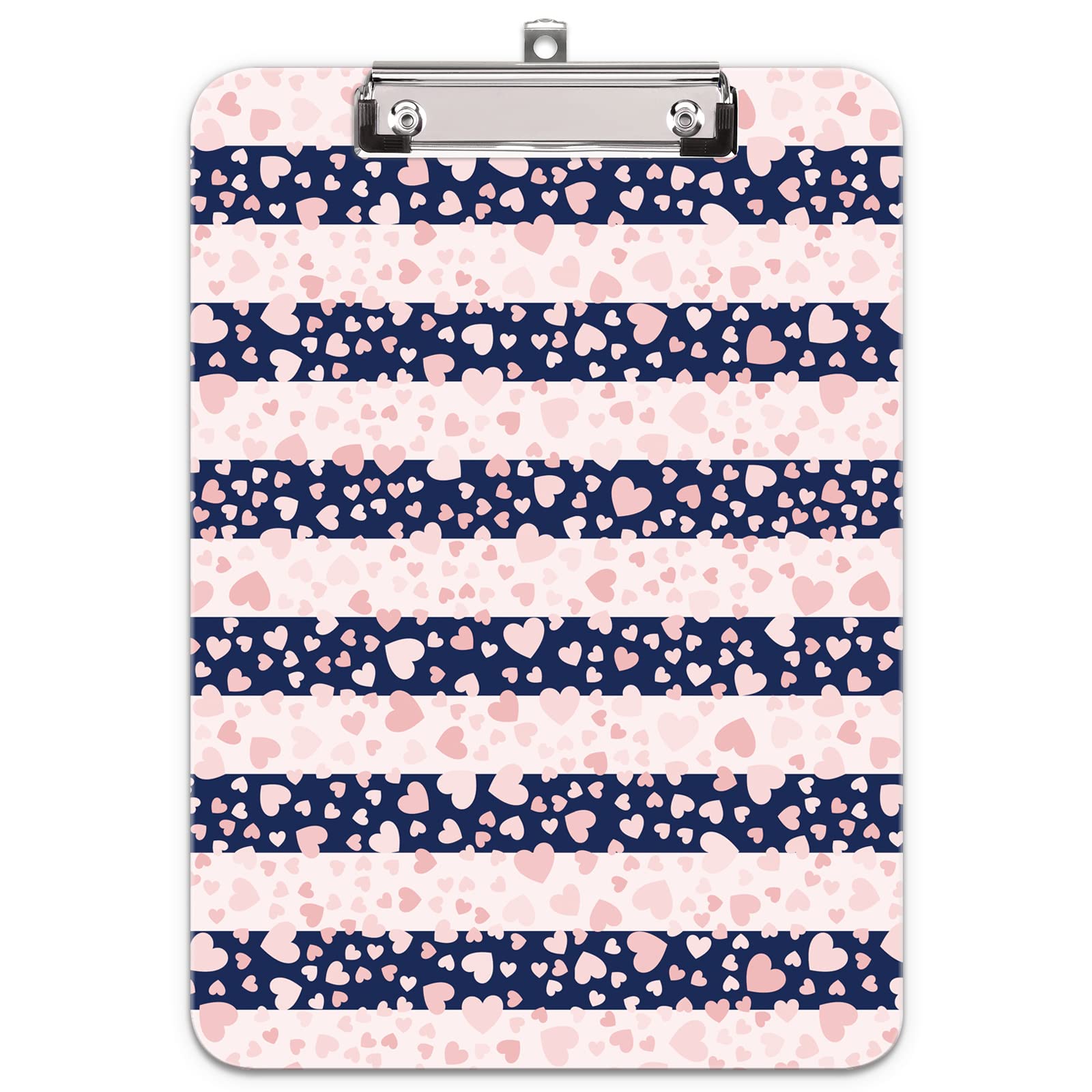 Hnogri Plastic Clipboard A4, Fashion Design A4 Letter Size Clipboards & Forms Holders for Office Supplies Lawyers,School Students and Kids, Low Profile Clip Cute Clipboard Folder, Love Stripes — image 1