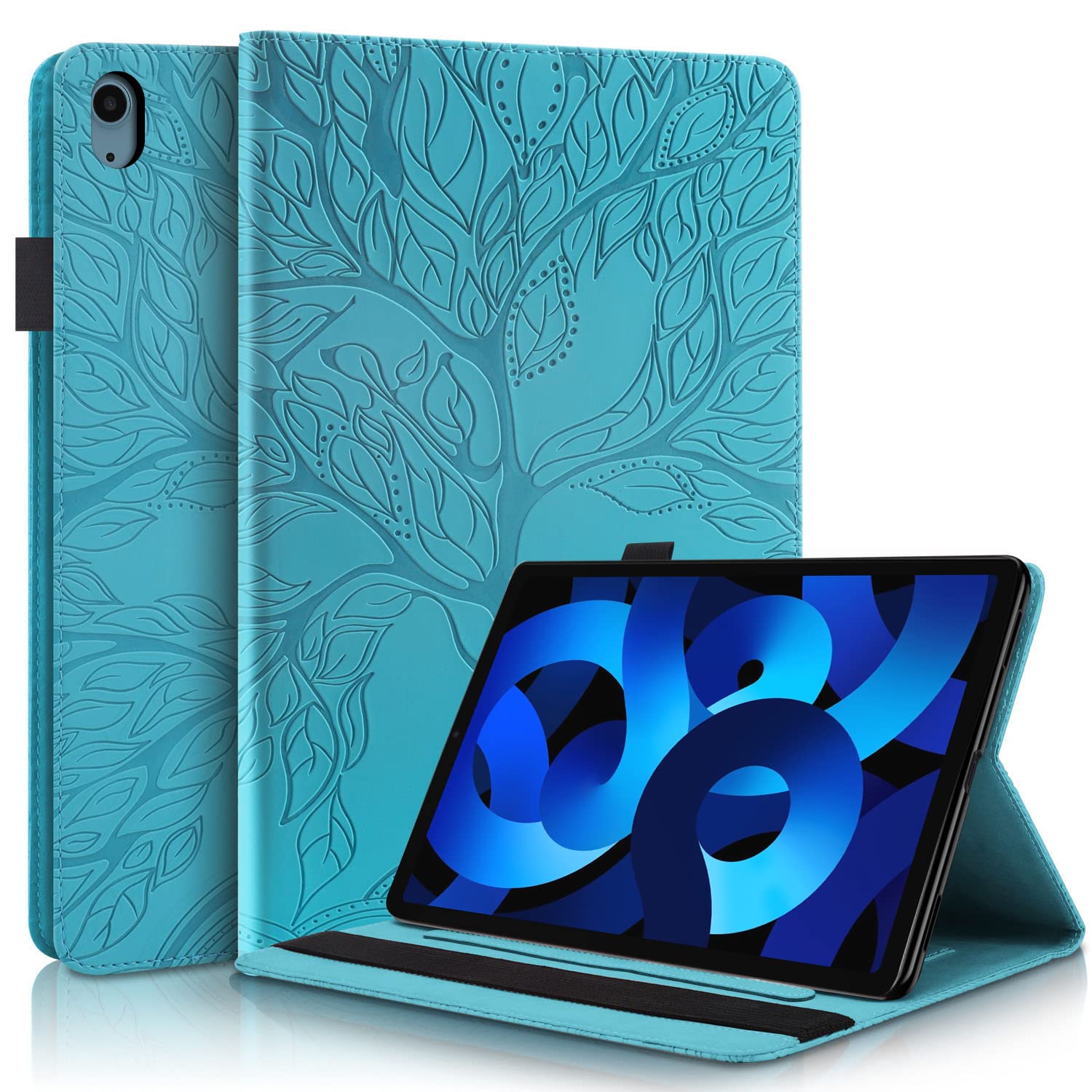 Succtopy Case for iPad Air 5/4 (2022/2020 5th/4th Generation 10.9-Inch) Folio Flip PU Leather Cover with Pen Holder Protective Tablet Case with Stand Function for iPad Air 5/4 Blue