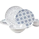 Melamine Dinnerware Set of 12 Pcs Dinner Dishes Set Bowls and Plates | Dishware Set Indoor and Outdoor with Unbreakable Non-breakable Lightweight Dining Tableware
