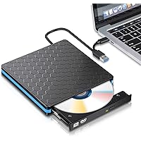 External DVD Drive, M WAY USB 3.0 Type C CD Drive, Dual Port DVD Player, Portable Optical Burner Writer Rewriter, High…